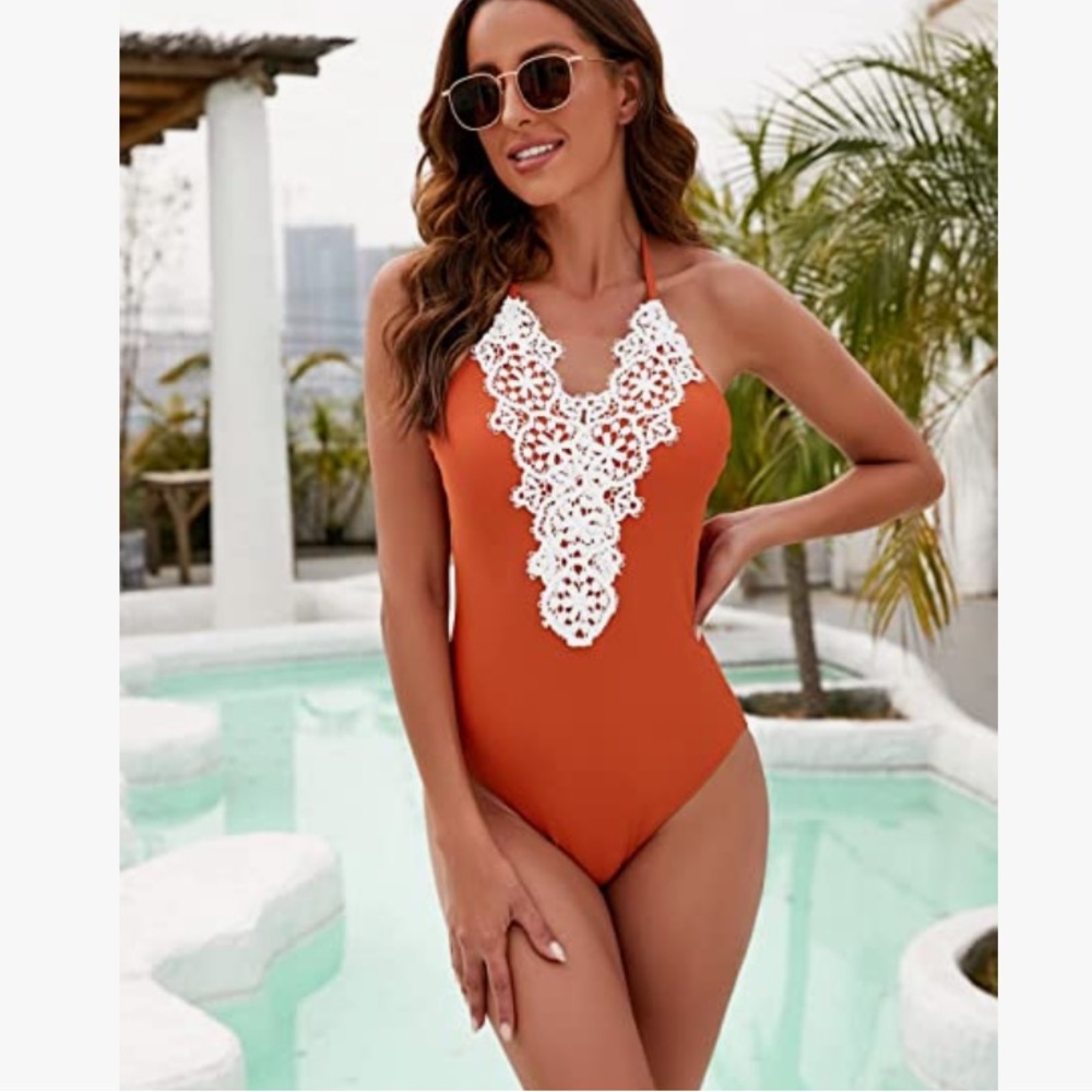Blooming Jelly Lace Front One Piece Swimsuit